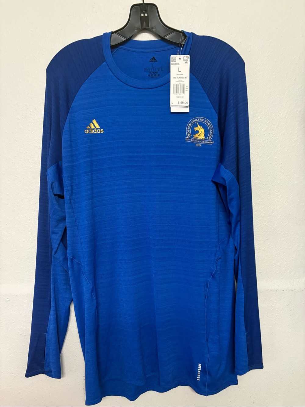 adidas Men Boston Marathon 21" Runner Long Sleeve Shirt GQ8336
